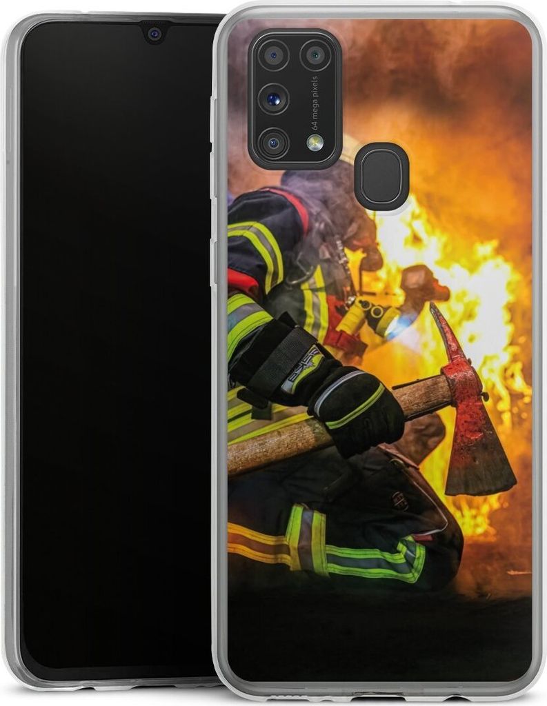 DeinDesign Slim Hülle für Samsung Galaxy M31 Silikon Case Ultra Dünn Handyhülle Feuer Feuerwehr Lebensretter