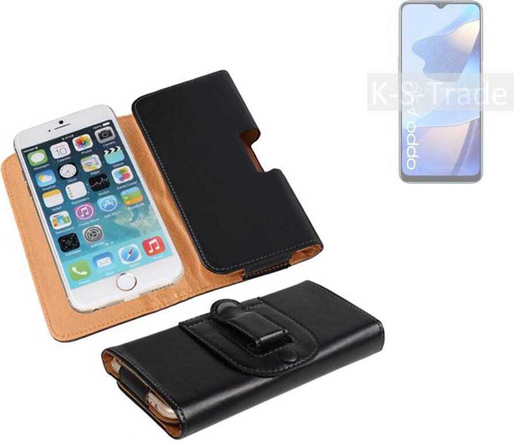 K-S-Trade Schützhülle Handyhülle kompatibel mit Oppo A54s Holster Gürtel Tasche Schutzhülle Handy-Tasche Smartphone Case Seitentasche schwarz 1x