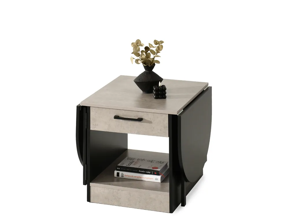 Table basse extensible IZAK noir et béton - Table de salon modulable - 2