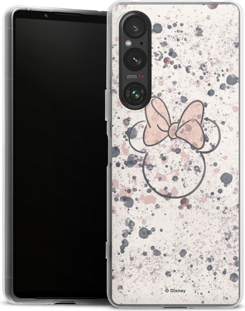DeinDesign Handyhülle für Sony Xperia 1 V Silikon Hülle Case Smartphone Schutzhülle Disney Minnie Mouse Wasserfarbe