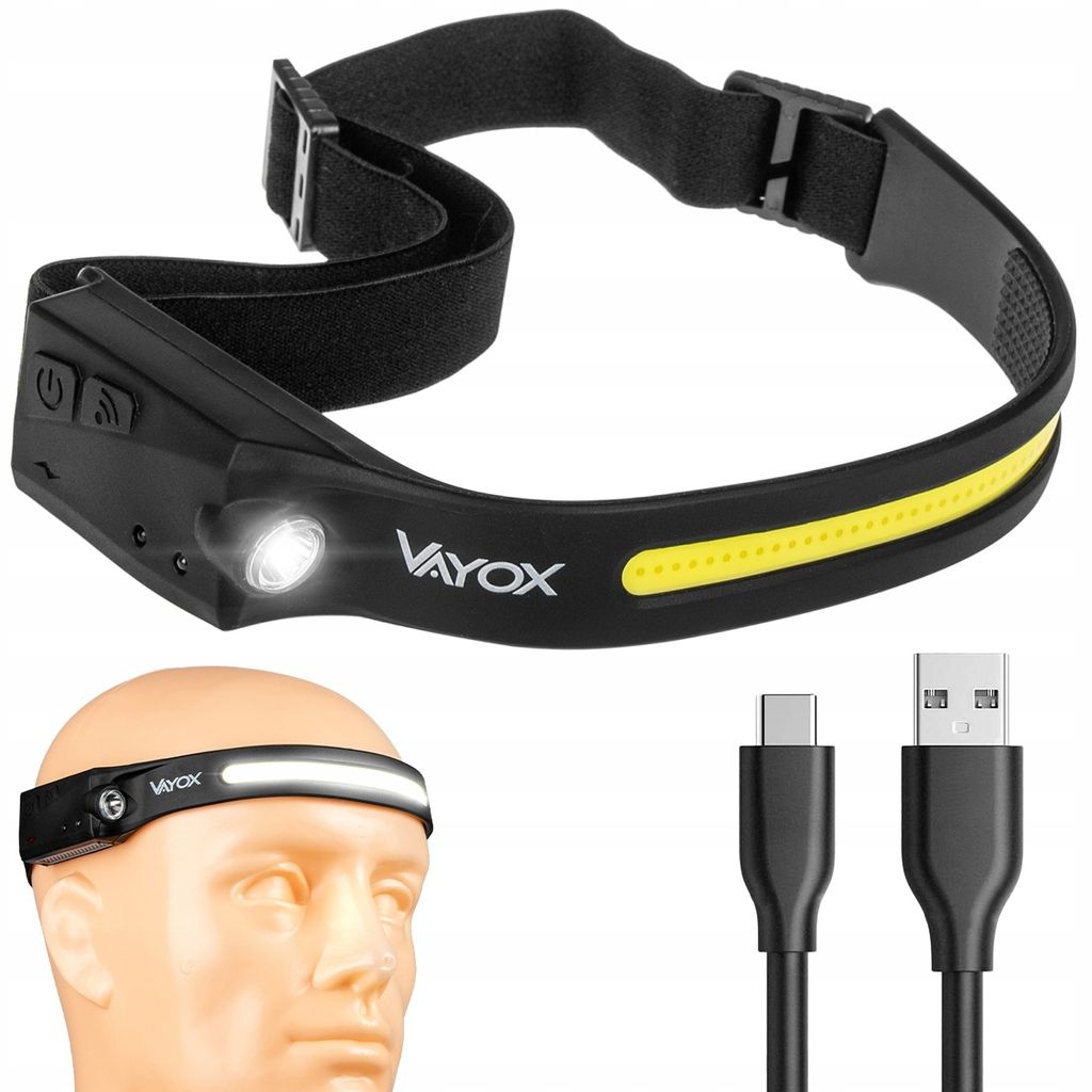 Vayox VA0128 Stirnlampe | COB+XPE | 350lm | Gestensensor | Produktbild 