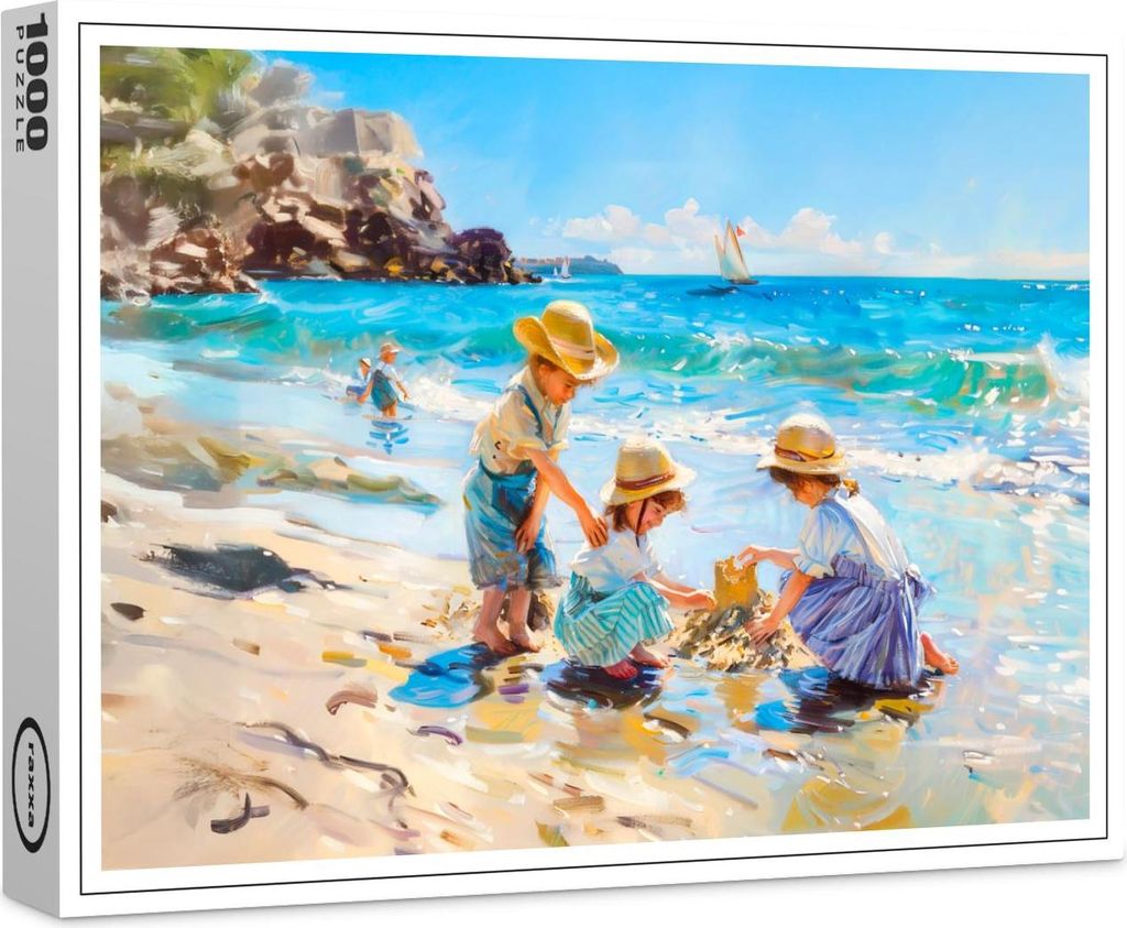 raxxa Premium-Puzzle "Children Playing on the Beach Impressionist Art", 1000 Teile