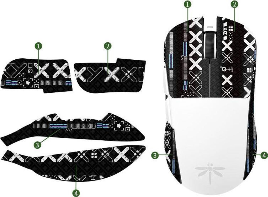 INF Verbesserte Griff-Mausaufkleber - Schwarz bedrucktes Design