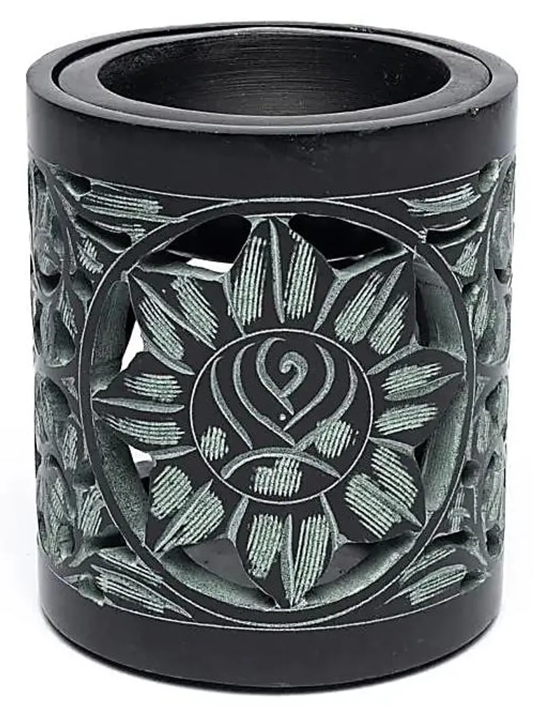 Brûle-Encens pour Méditation en Stéatite Noire 600g - Ambiance Spa Zen