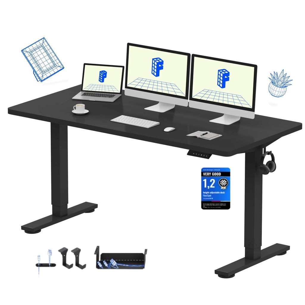 Bureau réglable en hauteur FLEXISPOT EN1 160 x 80 cm, Image du produit 