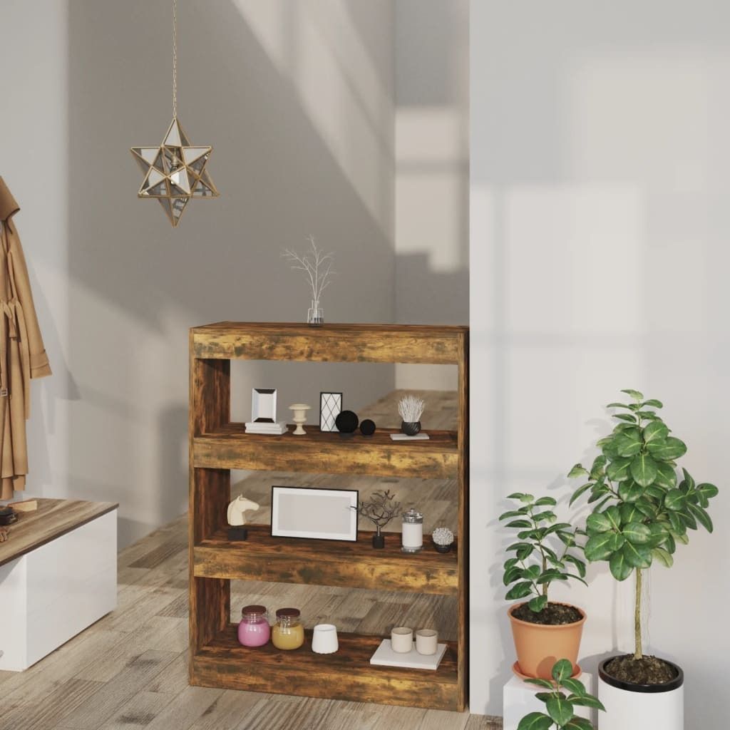 vidaXL Bücherregal/Raumteiler Räuchereiche 80x30x103 cm Holzwerkstoff - Bücherschrank - Bücherschränke - Bücherregal - Aufbewahrungsschrank