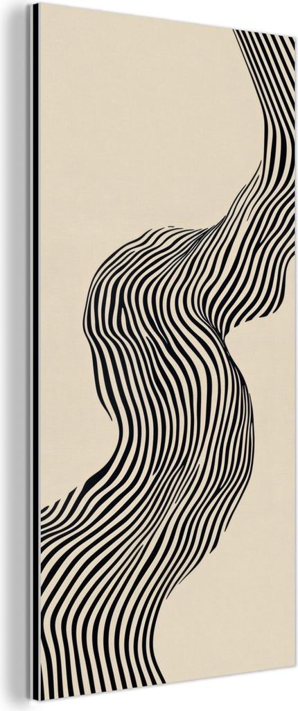 MuchoWow Wanddekoration Metall Metallbild Wandkunst 40x80 cm Gewellt - Linien - Abstrakt - Silhouette MuchoWow Aluminium Gemälde - Wanddekoration ...