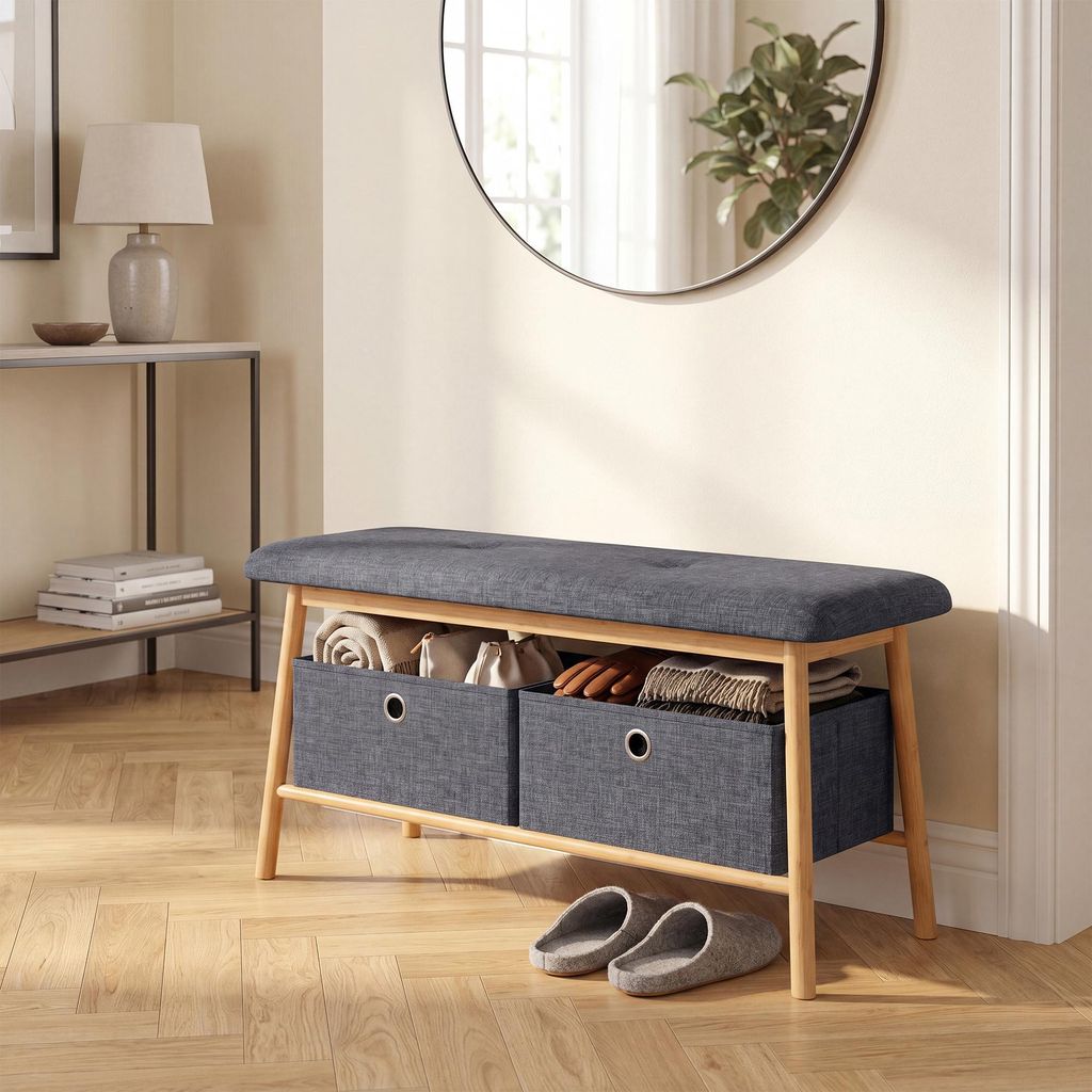 Panca porta scarpe "Vad" con vano contenitore 90 x 30 x 45 Immagine del prodotto 