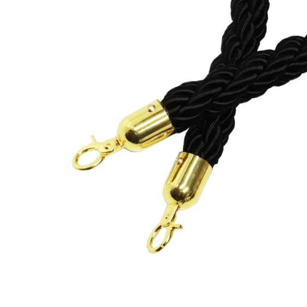 VIP/Absperrpfosten Seil Schwarz Gold - Absperrpfosten - Absperrpfosten kaufen - Absperrpfosten Seil - Luxus Absperrpfosten