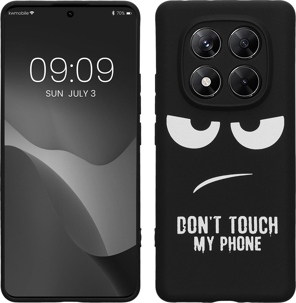 kwmobile Hülle kompatibel mit Xiaomi Redmi Note 14 Pro 5G / Poco X7 - Handyhülle Silikon Case - Don't touch my Phone Weiß Schwarz