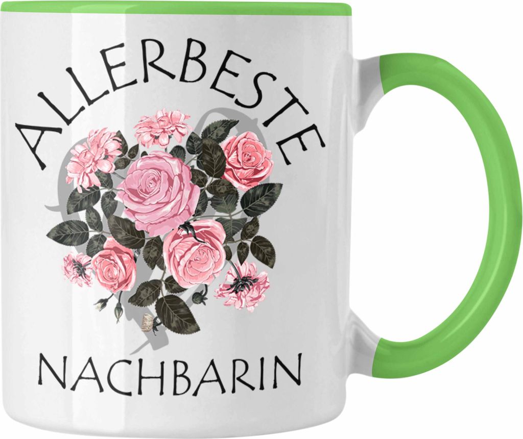 Trendation - Beste Nachbarin Tasse Geschenk Geburtstag Freundin Lieblings Nachbarin Geschenkidee (Grün)