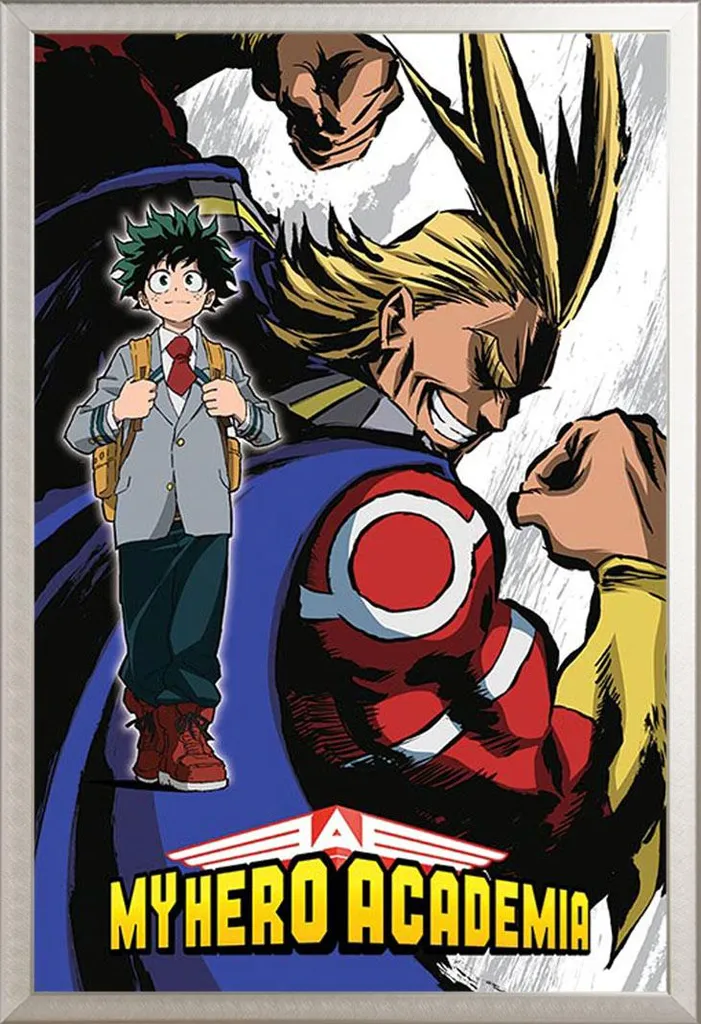 Regalo My Hero Academia: Set Poster All Might + Cornice Anti-Urti Argento
