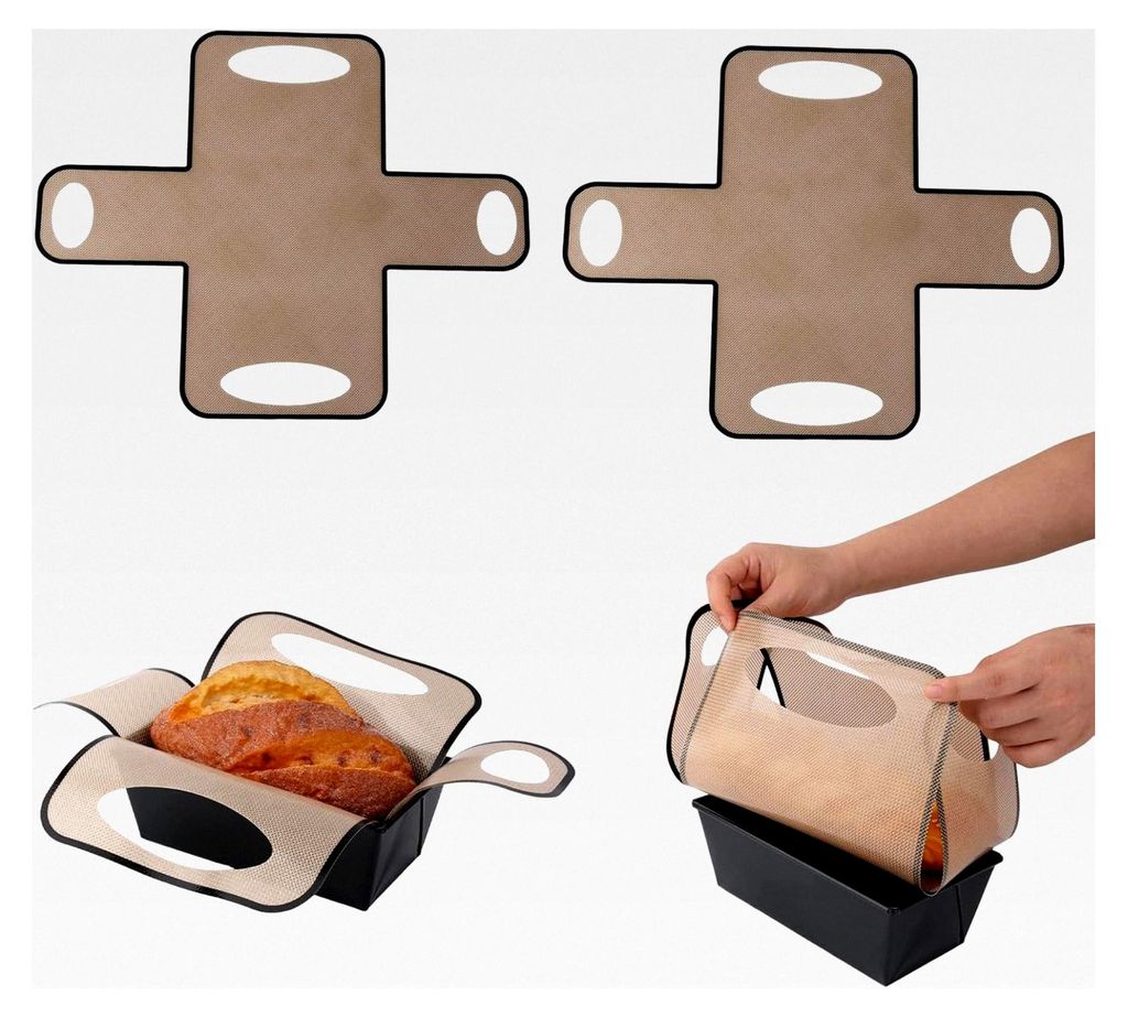 2 Stück Wiederverwendbare Brotbackformen aus Silikon, Antihaftbeschichtet und Hitzebeständig mit 4 Griffen für 9x5 Zoll oder 1,5 lb Brotbackformen
