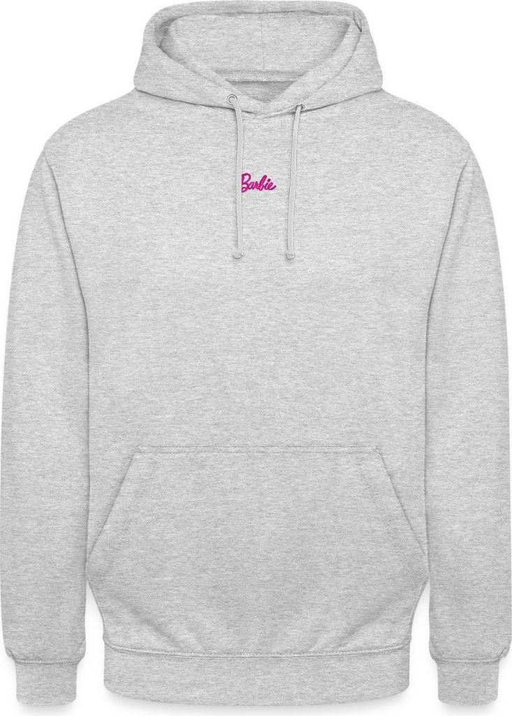 Spreadshirt Barbie Logo Klein Stick Uni Hoodie, 4XL, Hellgrau meliert