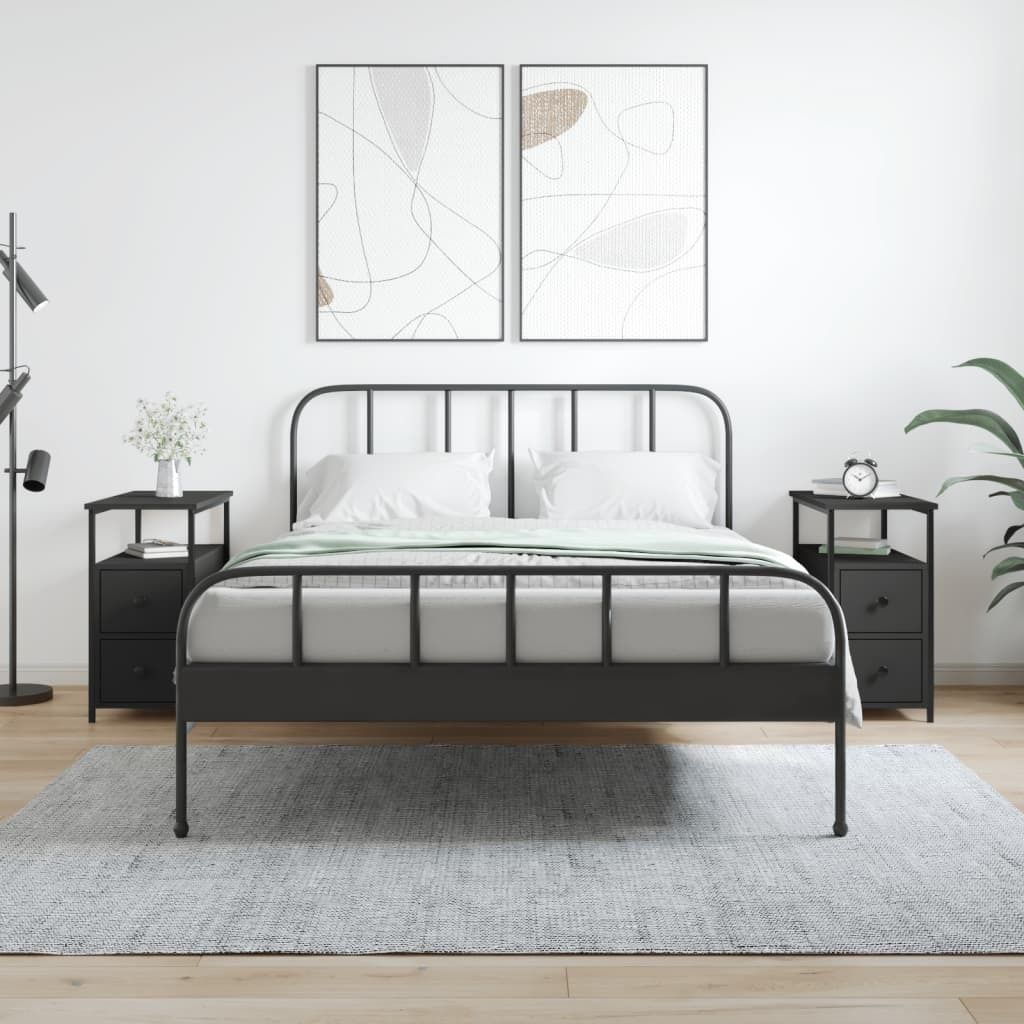 The Living Store Nachttische 2 Stk. Schwarz 30x60x60 cm Holzwerkstoff