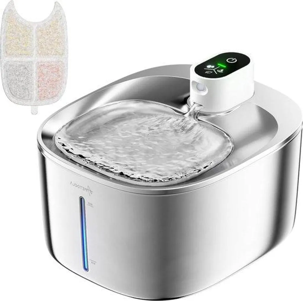 Fontaine à eau pour chat automatique sans fil 4 litres en inox brossé