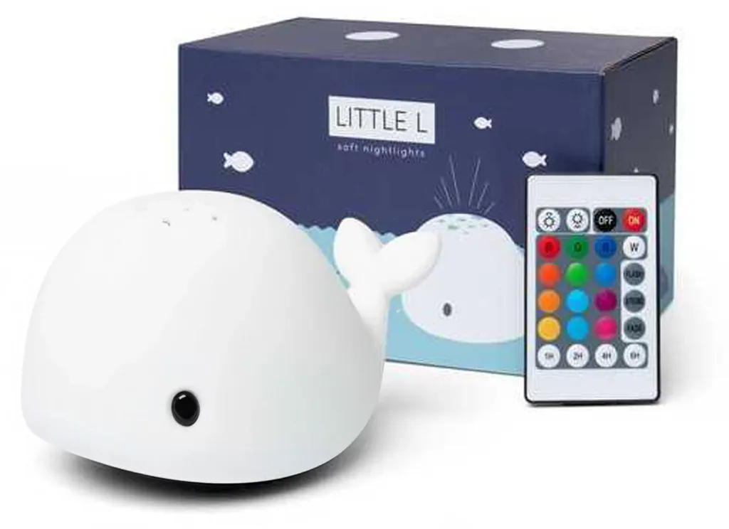 Veilleuse tactile en silicone souple - Projecteur baleine Tiny blanc
