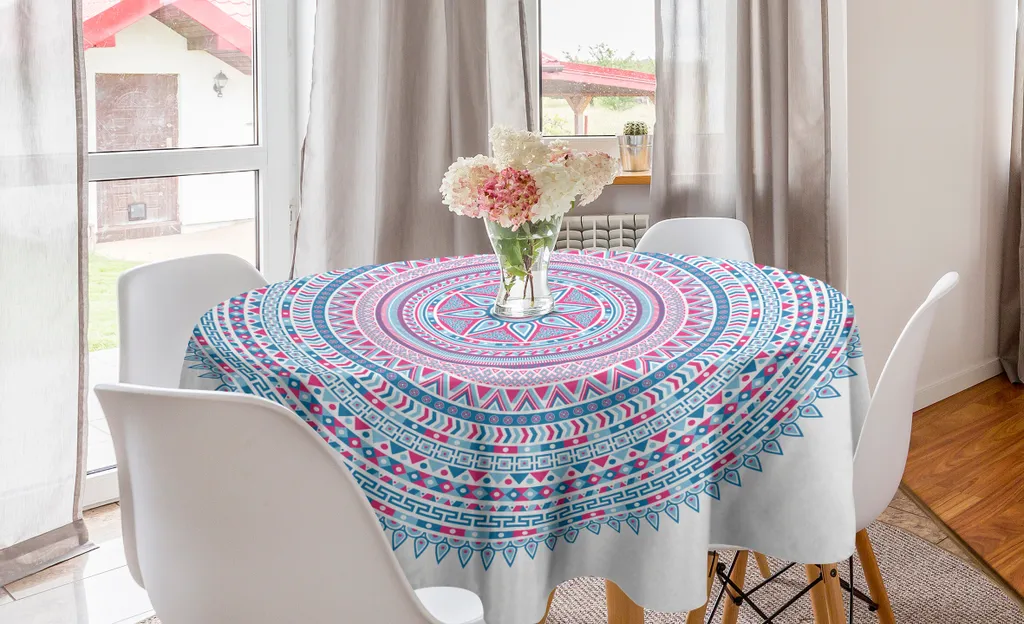 Tovaglia Rotonda Mandala Blu 150 cm - Armonia in Cucina ABAKUHAUS