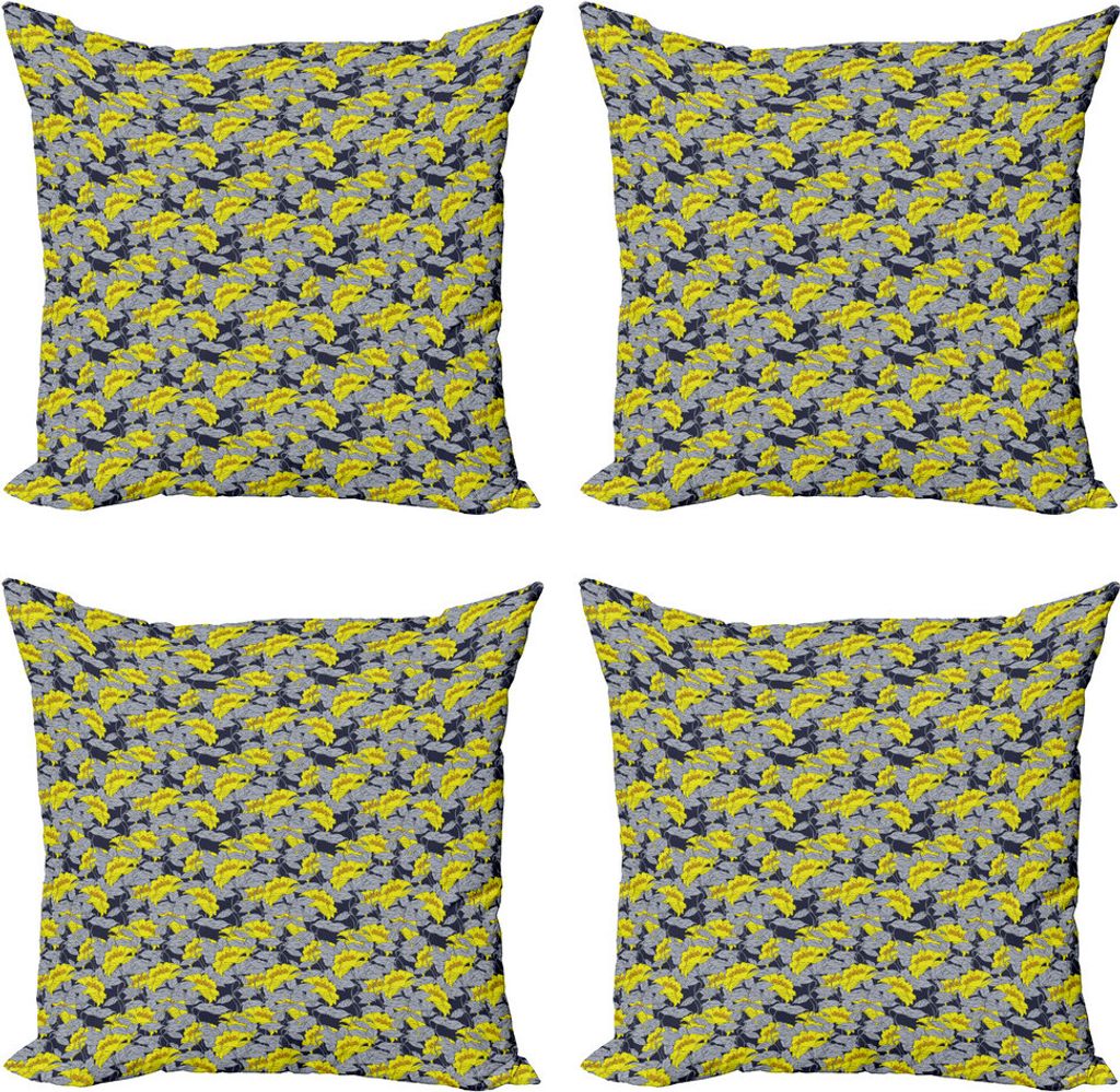 ABAKUHAUS Garten-Kunst Kissenbezug Set (4 Stück), Klassisches Floral Design, Moderner Doppelseitiger Digitaldruck, 45 cm x 45 cm, Blassgrau Dunkel...