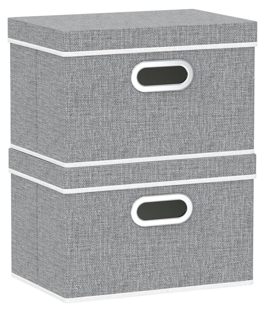 Aufbewahrungsboxen mit Deckel, faltbare Stoffboxen mit Griffen, Aufbewahrungsboxen fürs Schlafzimmer, Kleideraufbewahrungsboxen, 32 x 23 x 20 cm