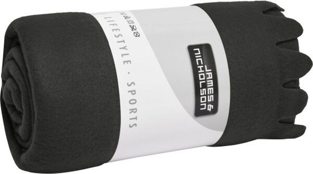 Fleecedecke mit abgerundeten Fransen black, Gr. one size