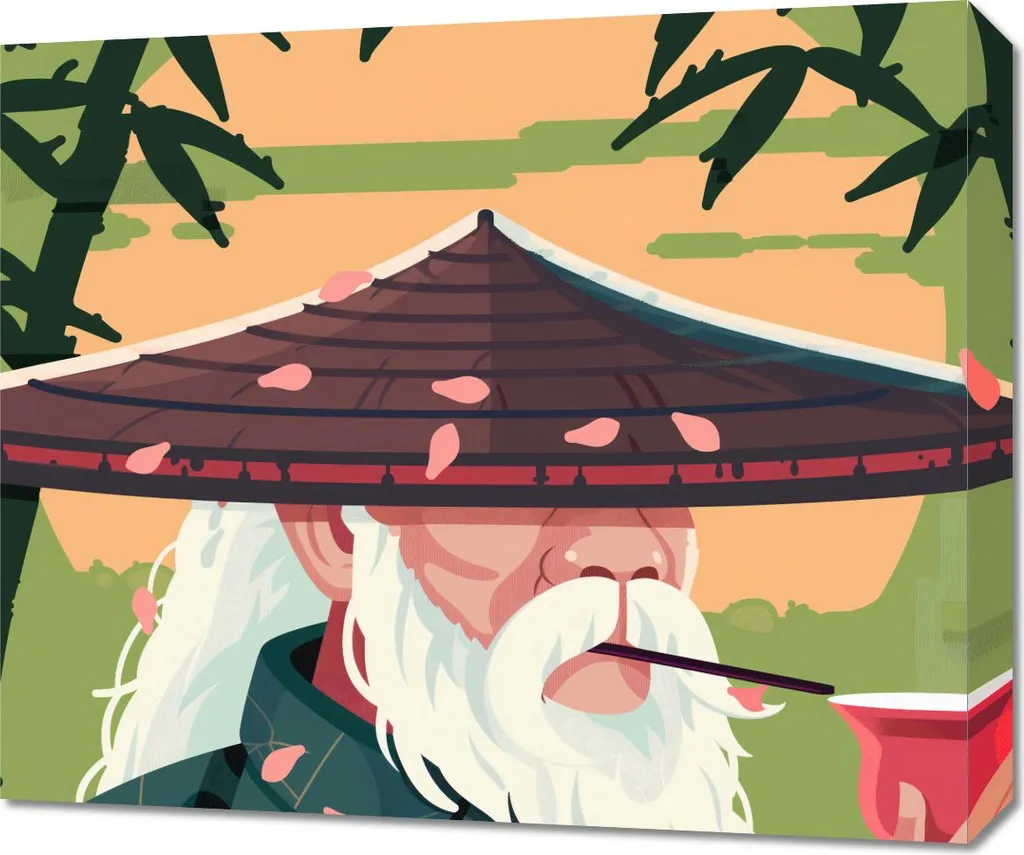 Opera su Tela 60x50 Nonno Anziano - Ritratto Realistico Alta Definizione