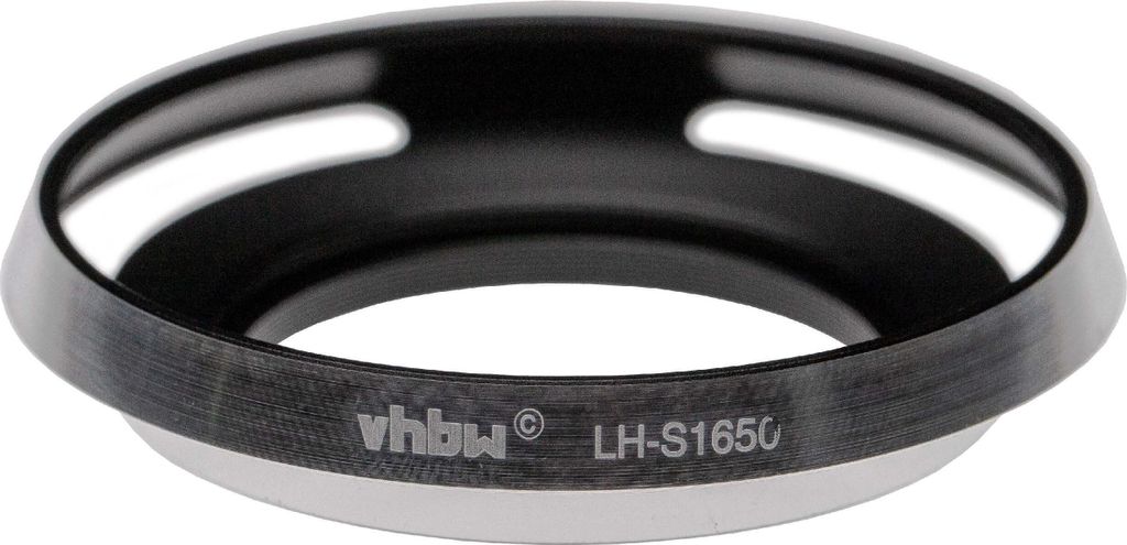 vhbw Gegenlichtblende kompatibel mit Sony A5000, AF E16-50 an NEX-5R 40,5mm Objektiv, Schwarz Silber, Aluminium, Rund, 6,4 cm