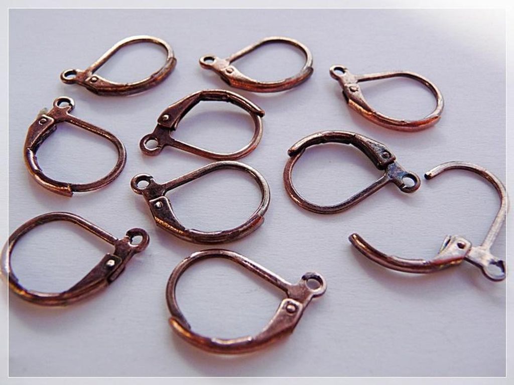 Vintageparts 10 Brisuren vintage Kupfer, Klappohrring Produktbild 
