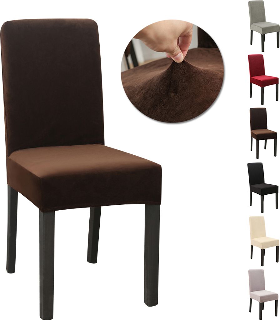 Stuhlhussen Verdickter Samt Stretch Hussen Für Stühle Weichem Esszimmer Stuhlbezug Hochzeit Home Party Stuhlüberzug Esszimmer-Sitzbezug Weinrot