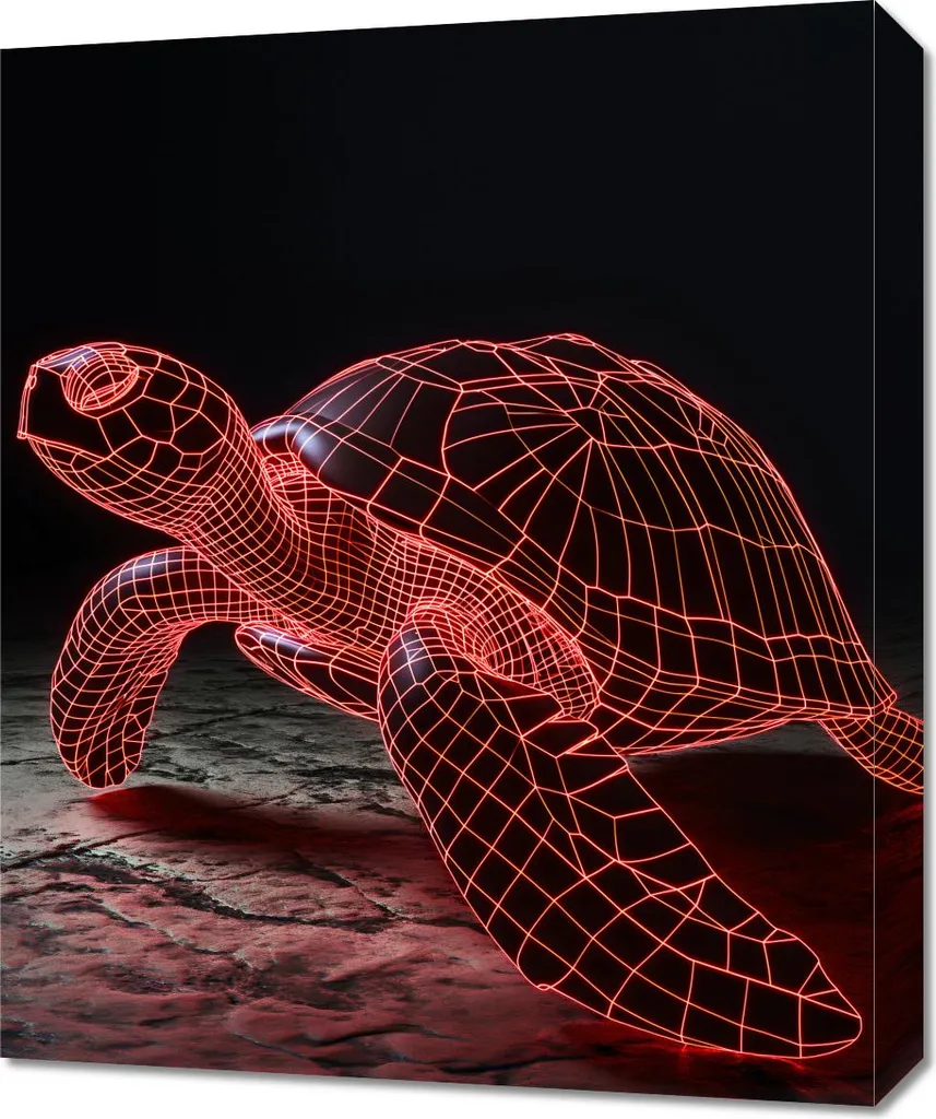 Quadro 50x60 Tartaruga Neon | Regalo Originale e Luce Notturna