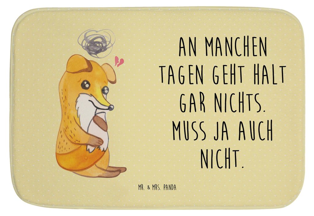 Mr. & Mrs. Panda Badteppich Fuchs Depressionen - Gelb Pastell - Geschenk, Badezimmerteppich, Teppich Fürs Bad, Duschvorleger, Badematte, Badvorleg...
