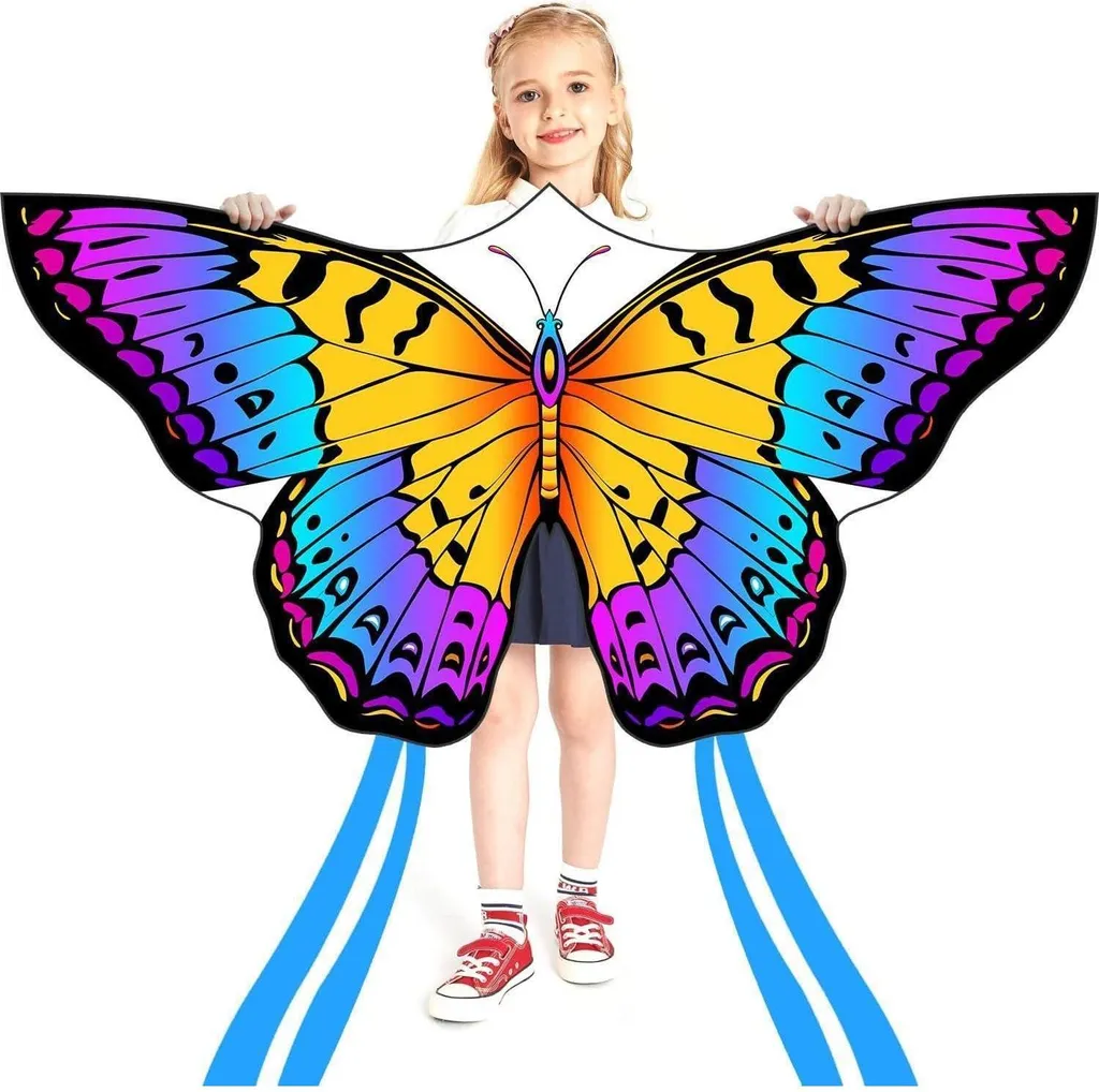 Grand cerf-volant monofil papillon multicolore de 120cm pour la plage