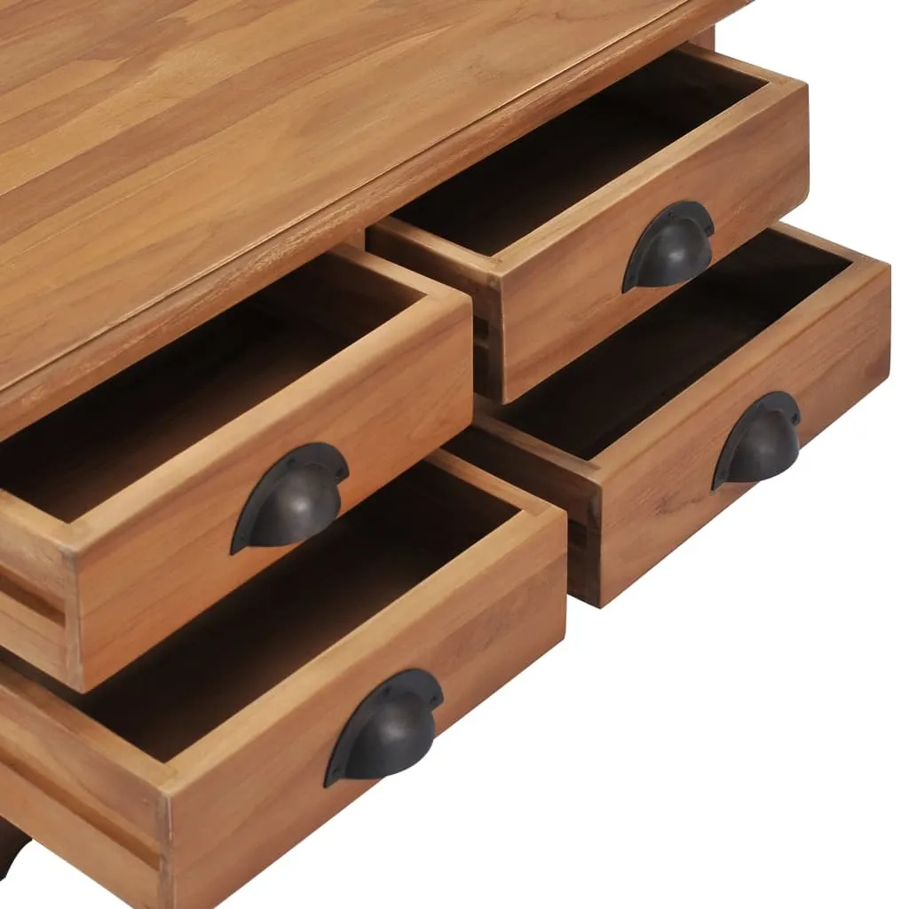 Table basse robuste en bois de teck massif 68 cm - Finition artisanale - 3