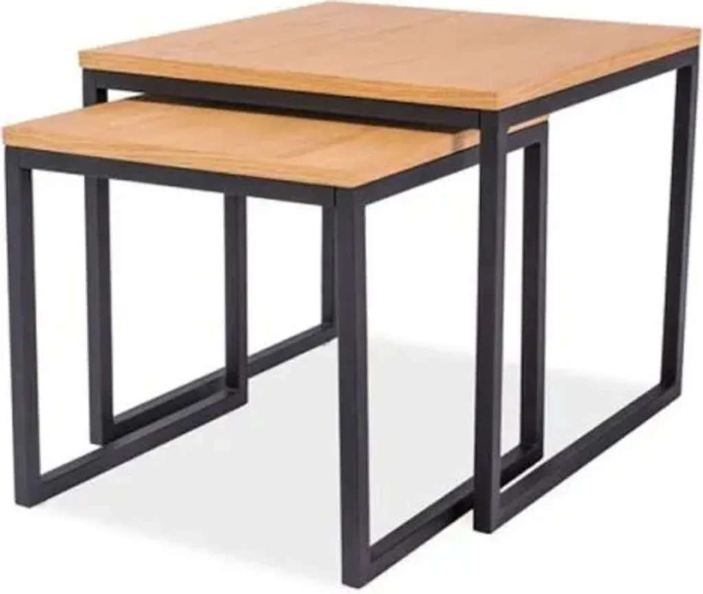 Banc LARGO DUO chêne et noir design industriel pour entrée et salon