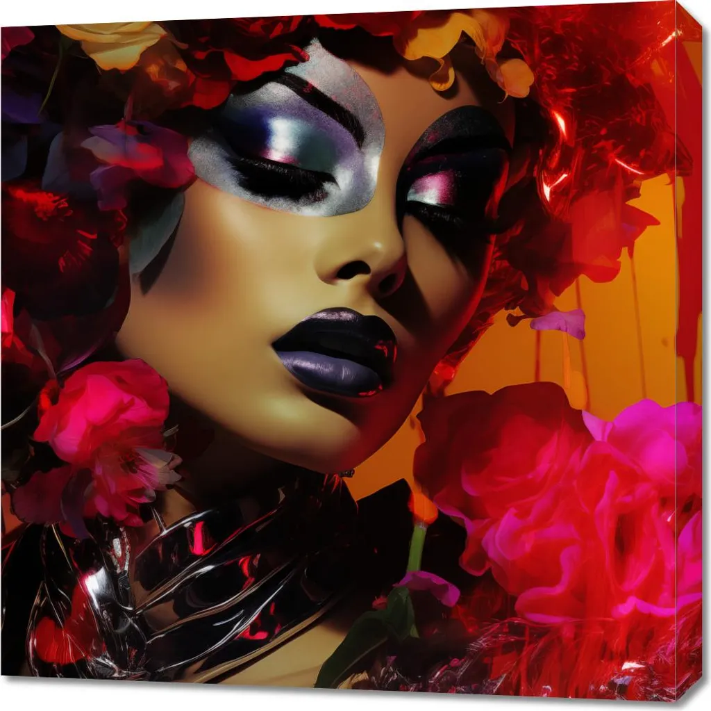 Tableau Fleurs Diva 70 x 70 cm : Toile sur Châssis Bois Haute Qualité