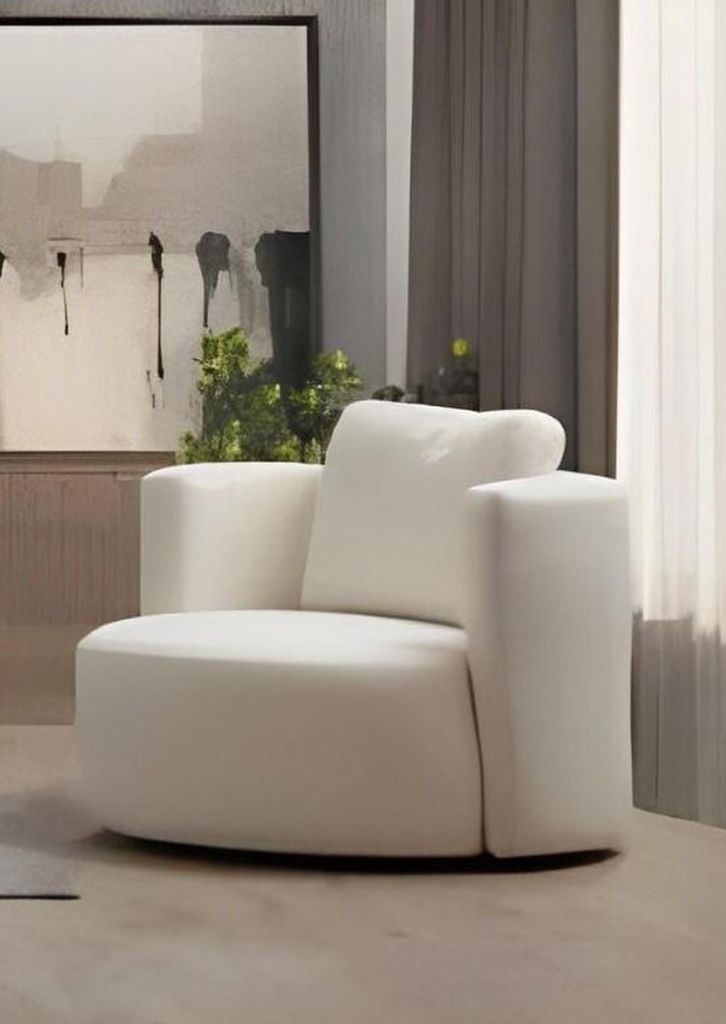 Exklusiver Weißer Sessel Wohnzimmer 1-Sitzer Textil Möbel Modernes Design
