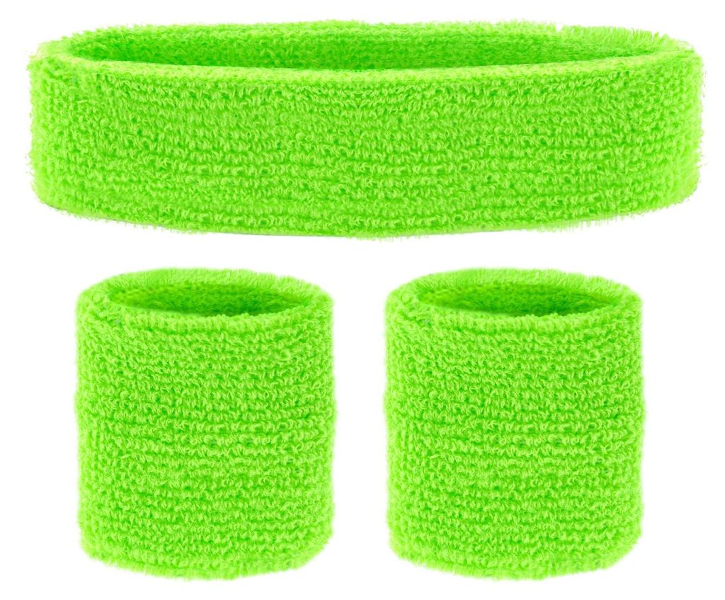 Set de bandeaux de transpiration vert fluo Image du produit 