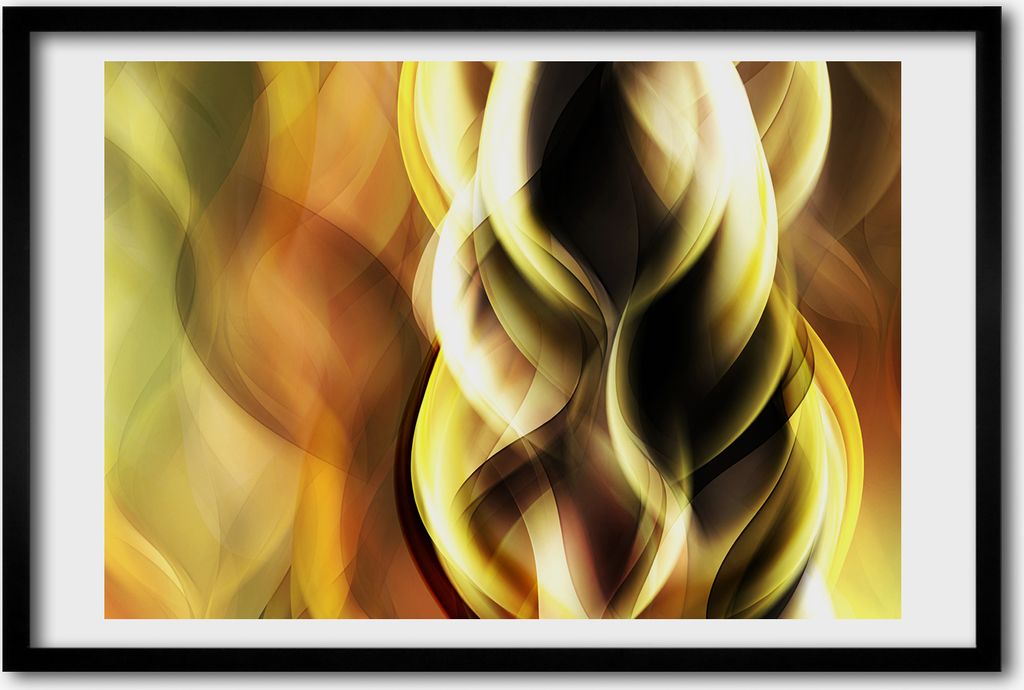 Bild 60x40 MDF-Rahmen, Wandkunst goldenes Licht