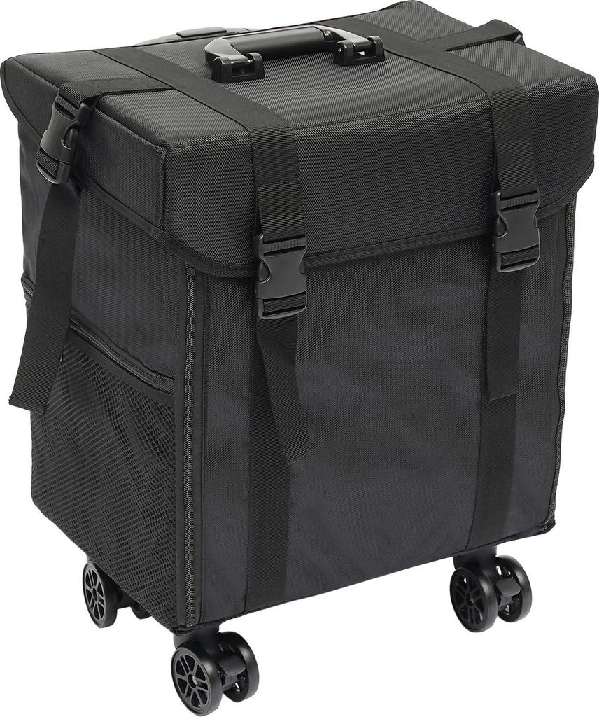 Schminkkoffer mit Rollen - Kosmetikkoffer Trolley - Mehrlagiger Make-up Organizer - Ziehgriff - Aus Oxfordstoff - Schwarz