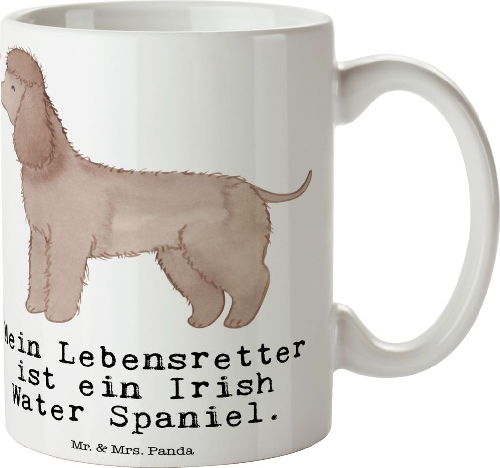 Mr. & Mrs. Panda Becher Irish Water Spaniel Lebensretter - Weiß - Geschenk, Teetasse, Kaffeetasse, Tasse, Pott, Kaffeebecher, Jagdhund