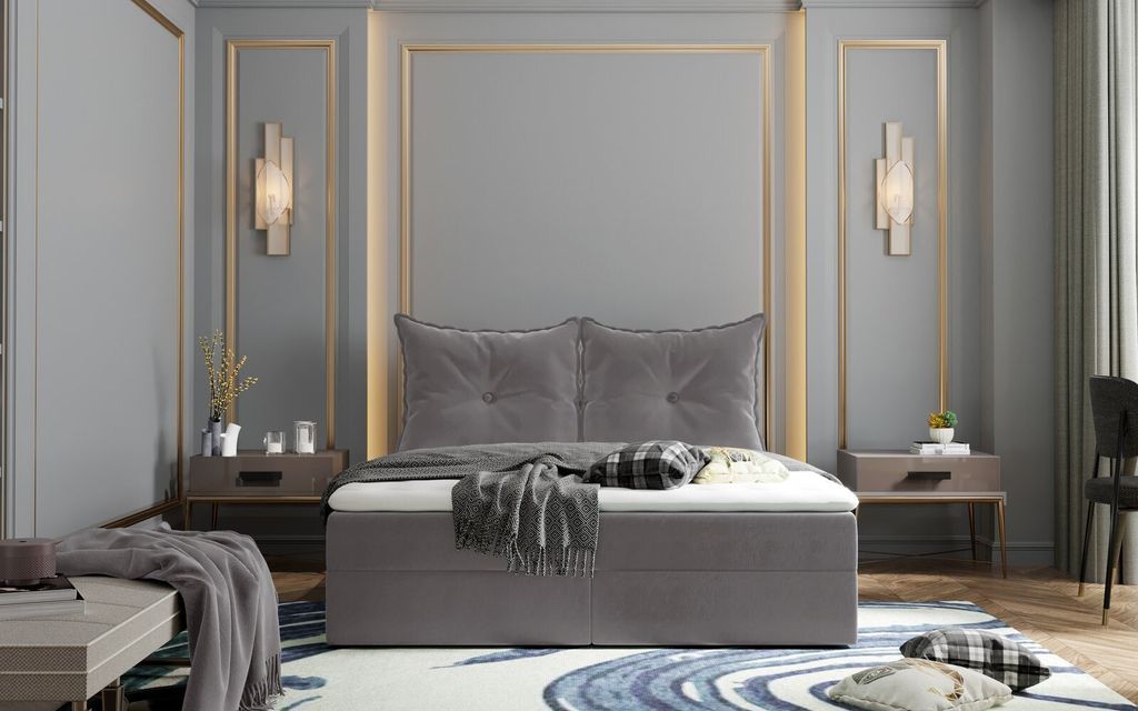 Boxspringbett PINELOPI – 180x200, Grau