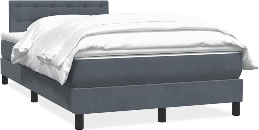 vidaXL Boxspringbett mit Matratze Dunkelgrau 120x220 cm Samt