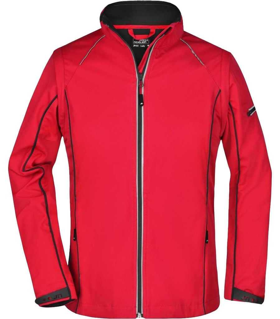 James and Nicholson - Softshelljacke Mit Reißverschluss trennbar für Damen LT3208 (XL) (Rot/Schwarz)