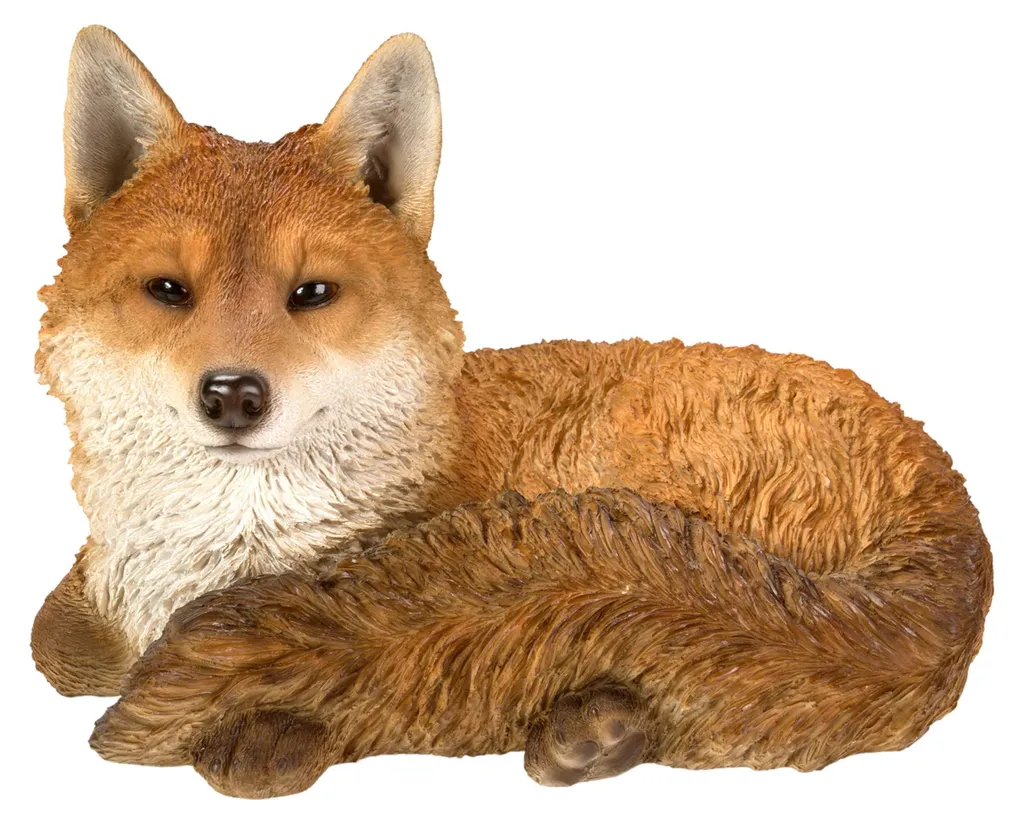 Statue renard de jardin en résine aspect naturel pour décoration ext
