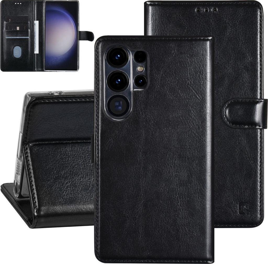 UNIQ Accessory Galaxy S23 Ultra Book type case - Card holder for 3 cards - Magnetic closure - Black