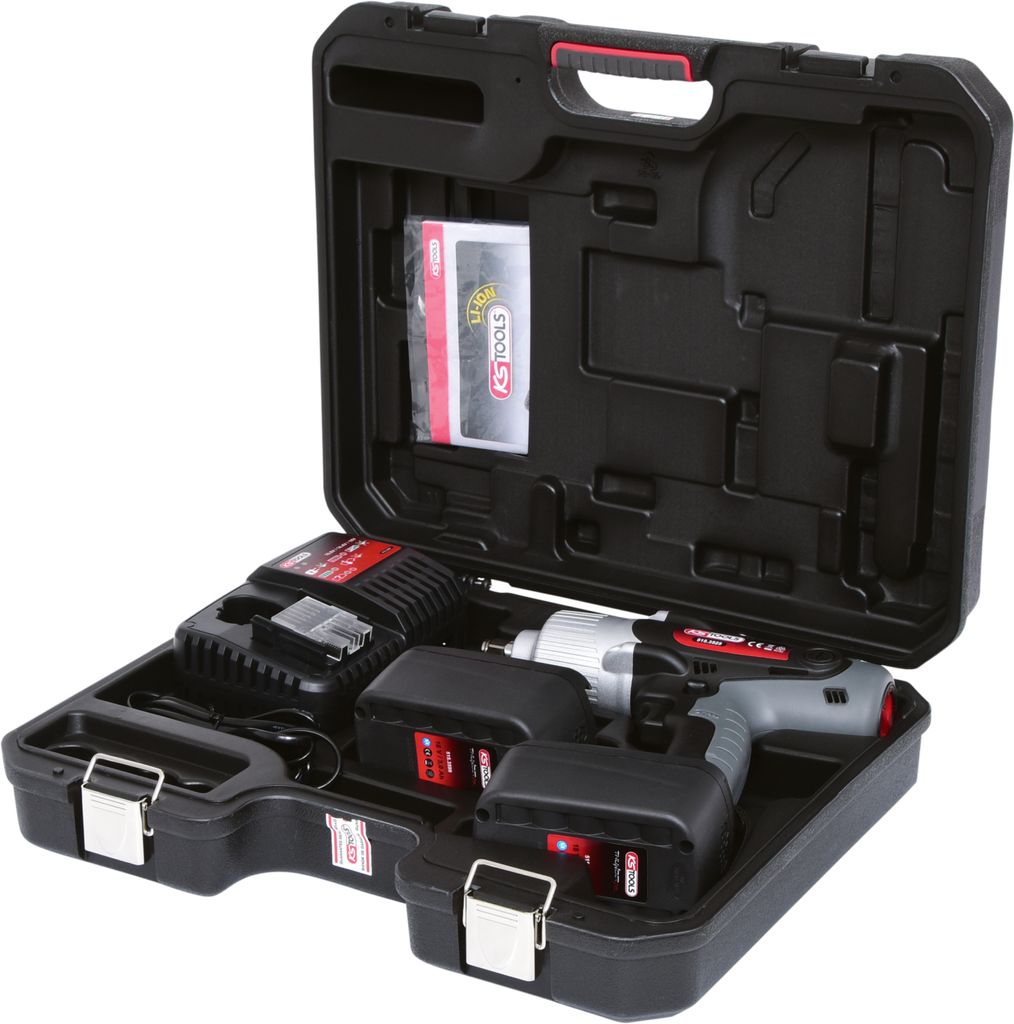 KS TOOLS 515.3526 1/2''Akku-Schlag-Schrauber Drehmomentvorwahl,1.800 U/min,mit 2 Akku+1 Ladegerät