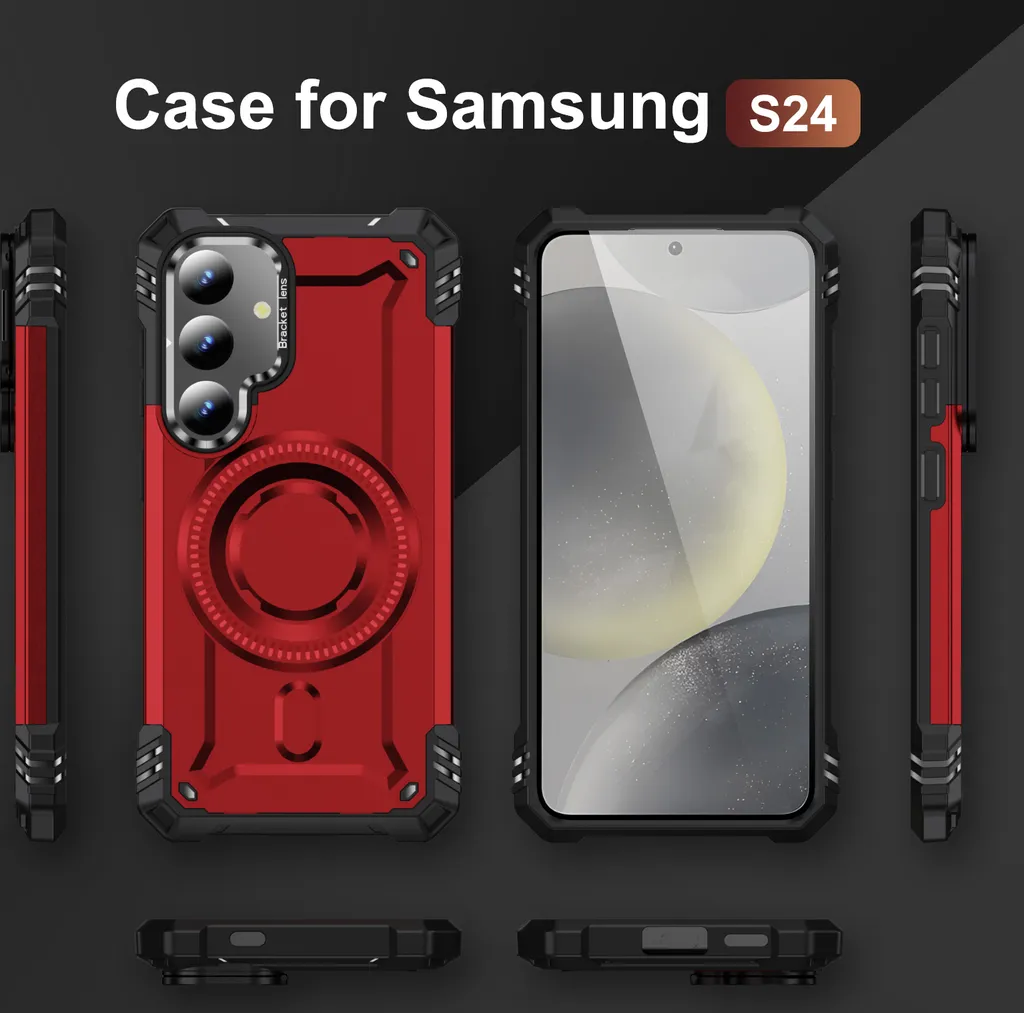 Cover Samsung S24 Rossa: La più Resistente con Anello e Magnete - 2