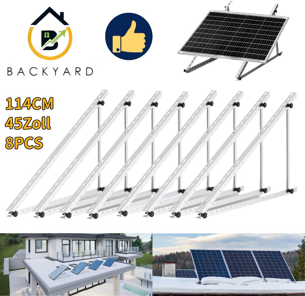 8 Stück Halterung für Solarpanel 45Zoll Balkonkraftwerk Halterung 114CM PV Modul für Flachdach Freistehend
