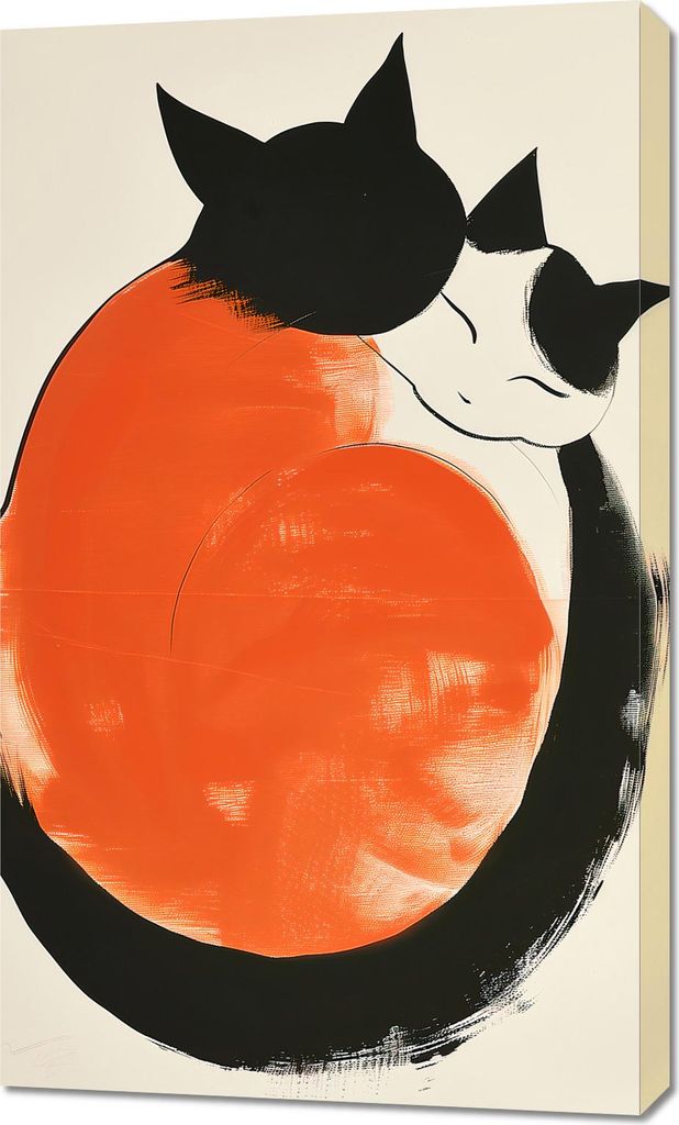 Bild 60x100cm Yin und Yang Katzen