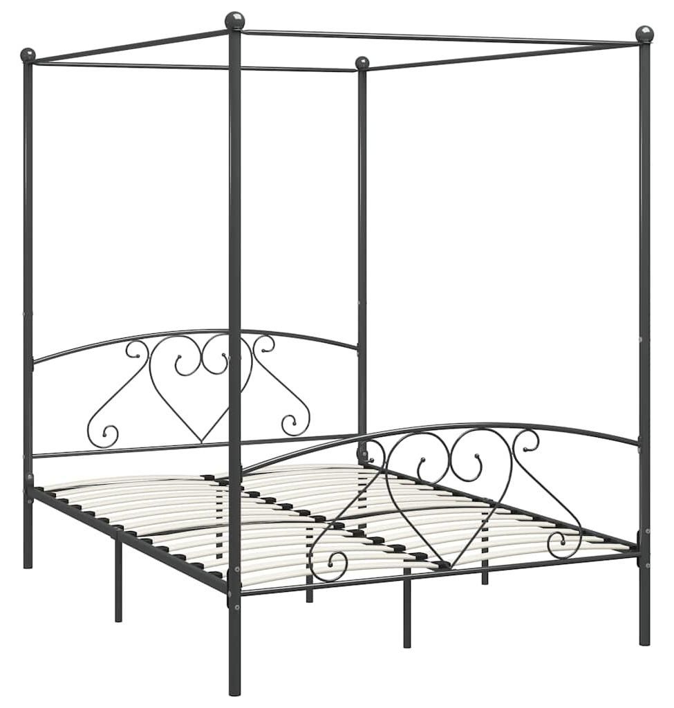 vidaXL Himmelbett-Gestell Grau Metall 160 x 200 cm Produktbild 